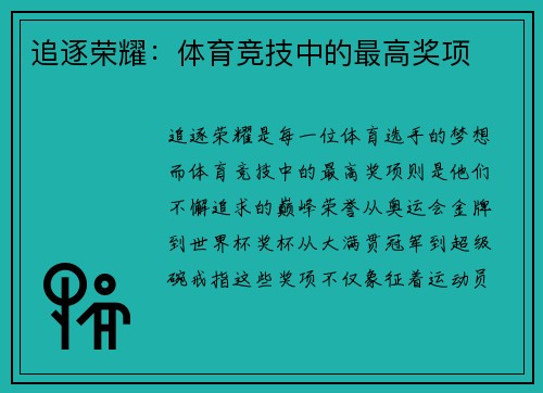 追逐荣耀：体育竞技中的最高奖项