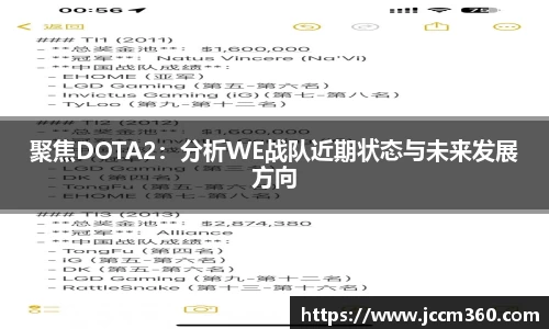 聚焦DOTA2：分析WE战队近期状态与未来发展方向